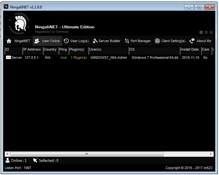 Ningali NET v1.1 Ultimate Edition Cracked tool ddos and remote analysis