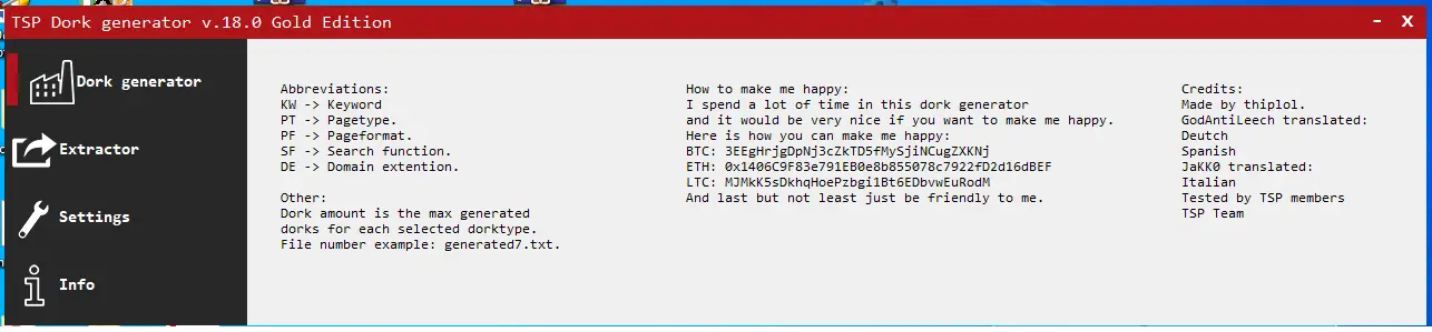 TSP Dork Generator Gold Edition