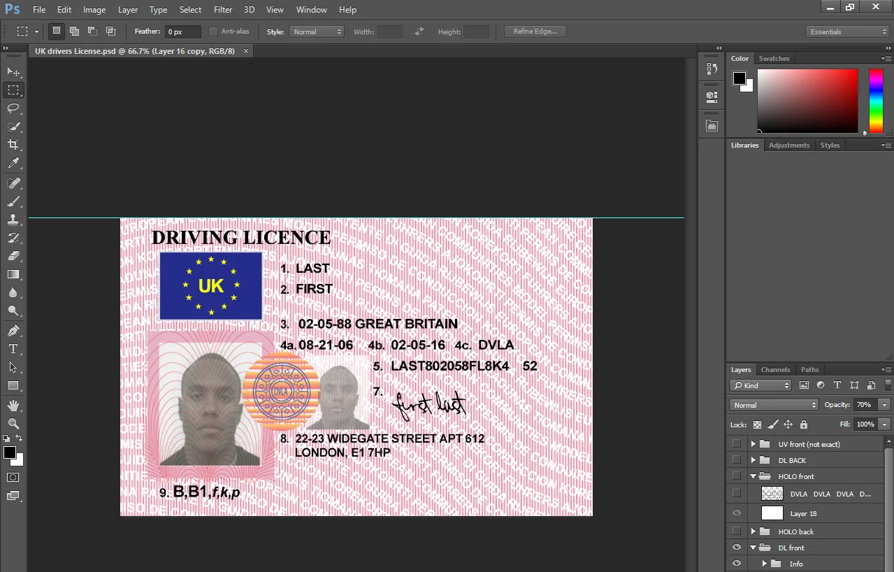 UK drivers License PSD Template 2026